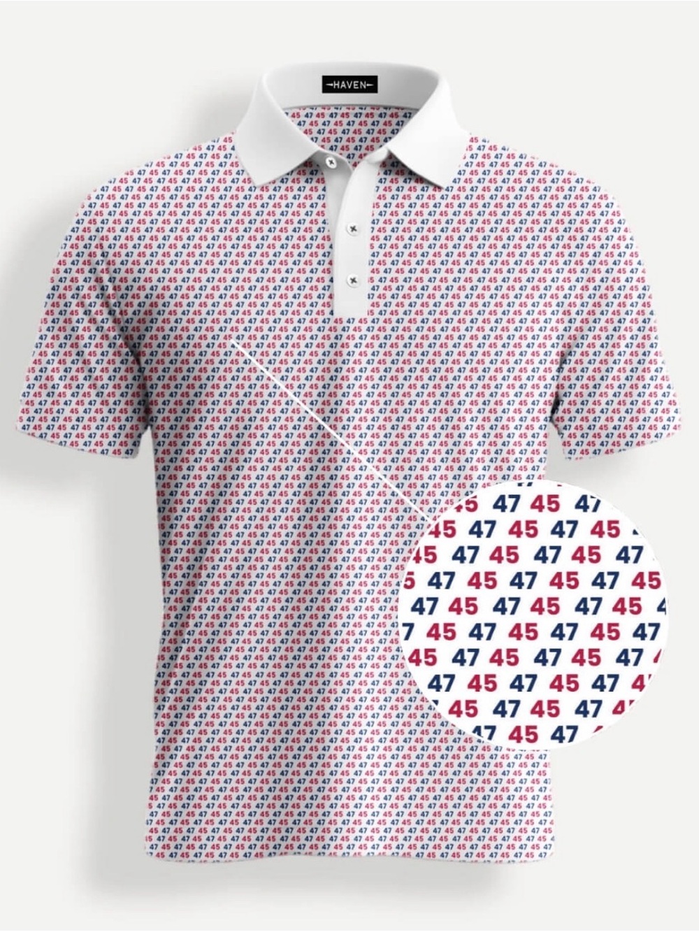 HAVEN 45-47 Commander in Chief Trump Golf Polo Shirt NWOT Red White & Blue